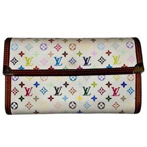 Louis Vuitton Takaski Murakami White and Multicolor Porte Tresor Monogra…